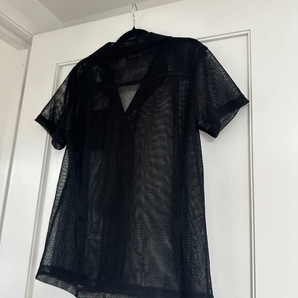 NWOT Solid & Striped The Dahlia Top Mesh Button Down Cover Up Black Size Small - Picture 9 of 10